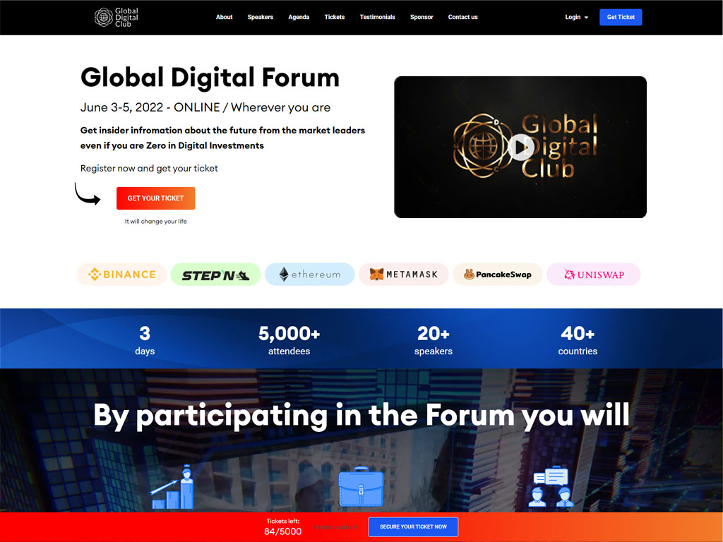 Landing page for the event "Global Digital Forum" (UAE)