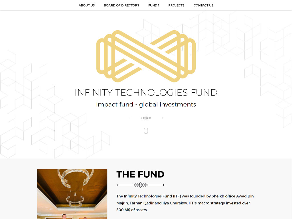 Сайт фонда "Infinity Technologies Fund" (ОАЭ)